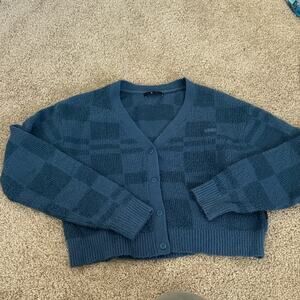 Vans Navy Checkered Knit Cardigan